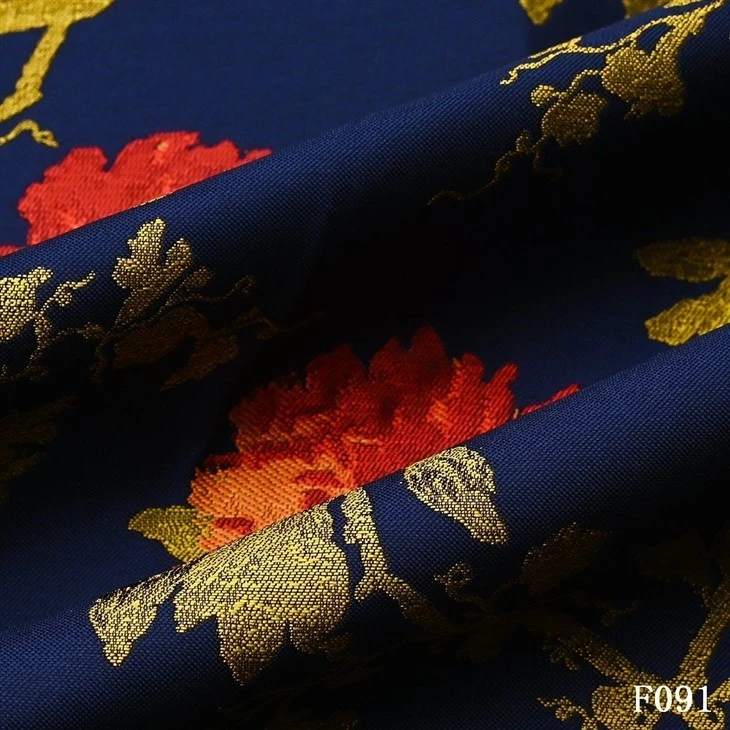 Classic Floral Jacquard Suit Fabric – F091 Navy Blue Woven Blazer factory