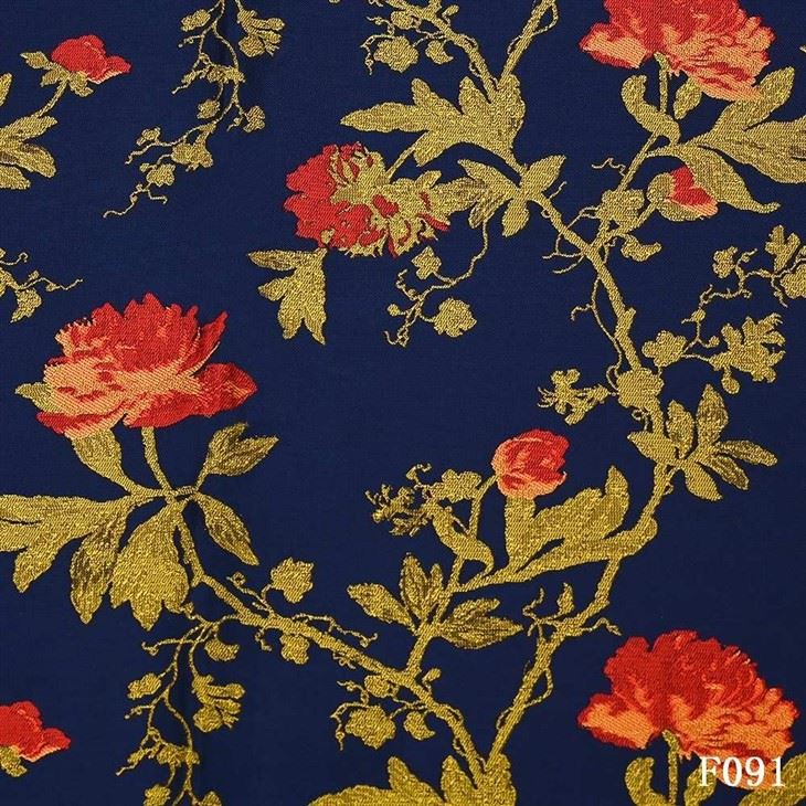 Classic Floral Jacquard Suit Fabric – F091 Navy Blue Woven Blazer