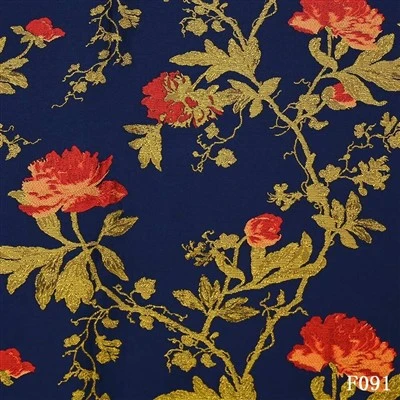 Klassískt Jacquard jakkafataefni með blóma – F091 dökkblár ofinn blazer